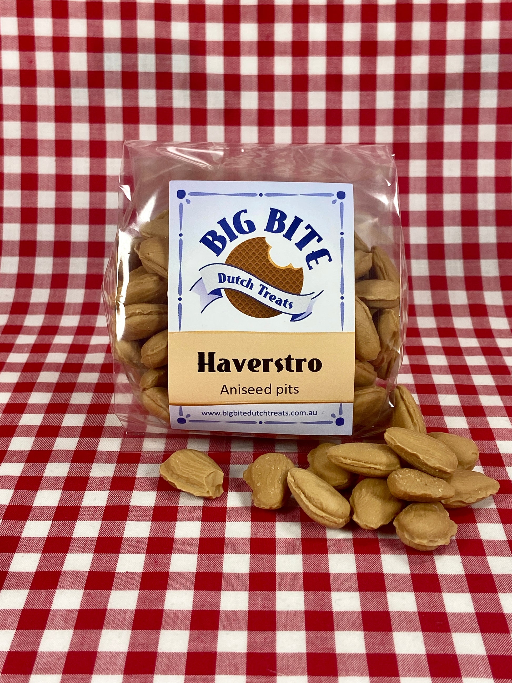 Dutch aniseed candy in bag called haverstro - Big Bite Dutch Treats