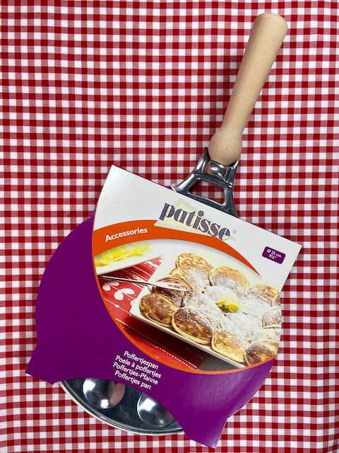Cast aluminium poffertjes pan in packaging - Big BIte Dutch Treats